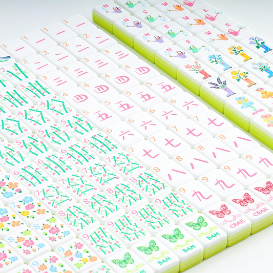 Floral Garden American Mahjong Set - Premium Green Accent Tiles with Whimsical Floral Art for Game Night, Gatherings & Gifts