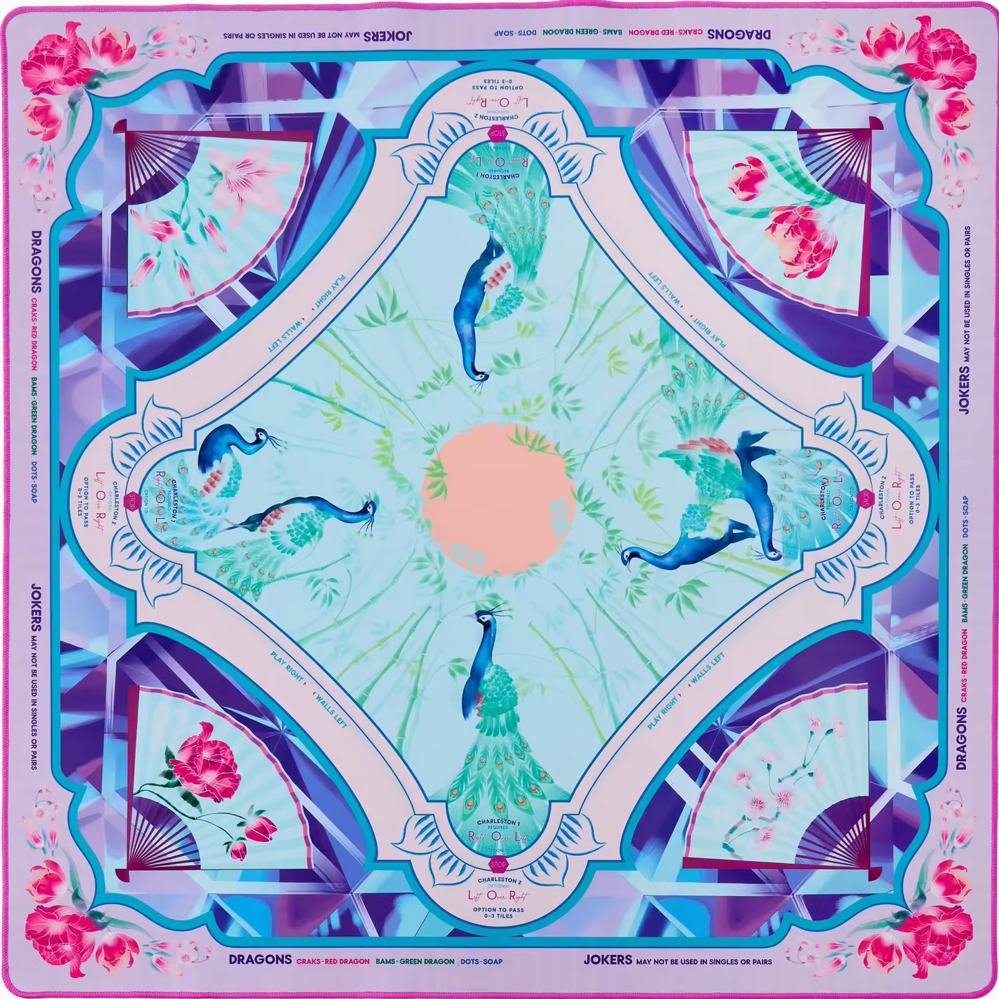 Watercolor Tropical American Mahjong Mat,Whimsical Tropical Watercolor Design That Stands Out