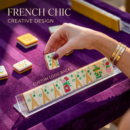 Pre-sale Gold Paris Themed American Mahjong Set | Limited Edition Luxury 162 Artisan Tiles with Accessories