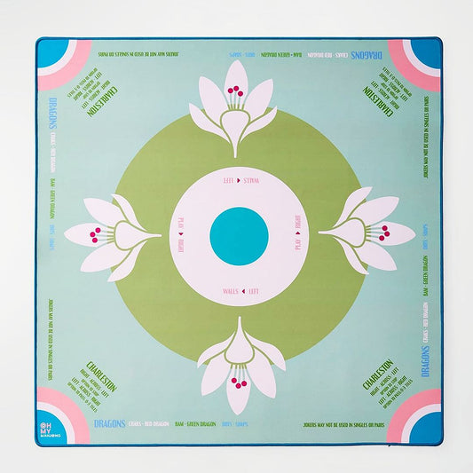 Soft Green Floral American Mahjong Table Cover - Whimsical Garden Vibe