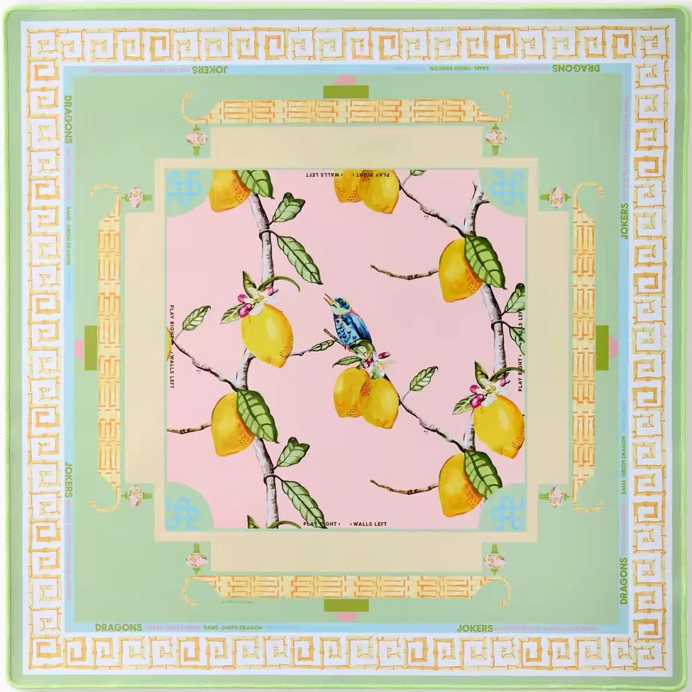 Floral Garden American Mahjong Mat - Soft Pastel Green Design