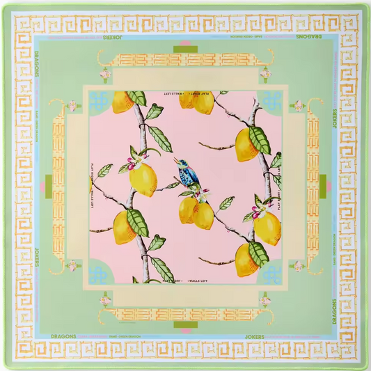 Floral Garden American Mahjong Mat - Soft Pastel Green Design