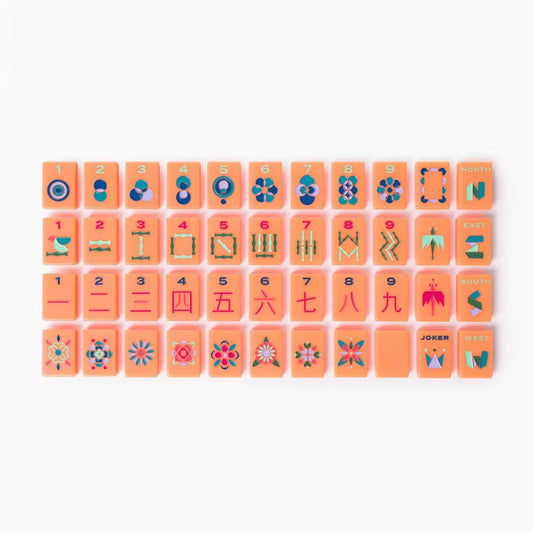 Compact Navy American Mahjong Set - Customizable Colors and Logo, 160 Acrylic Tiles with Jokers & Blanks, Print-Colored Design,Perfect for Home & Travel