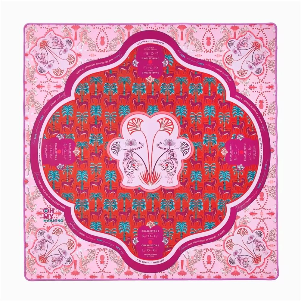 A Uniquely Whimsical Tropical Watercolor Mahjong Mat