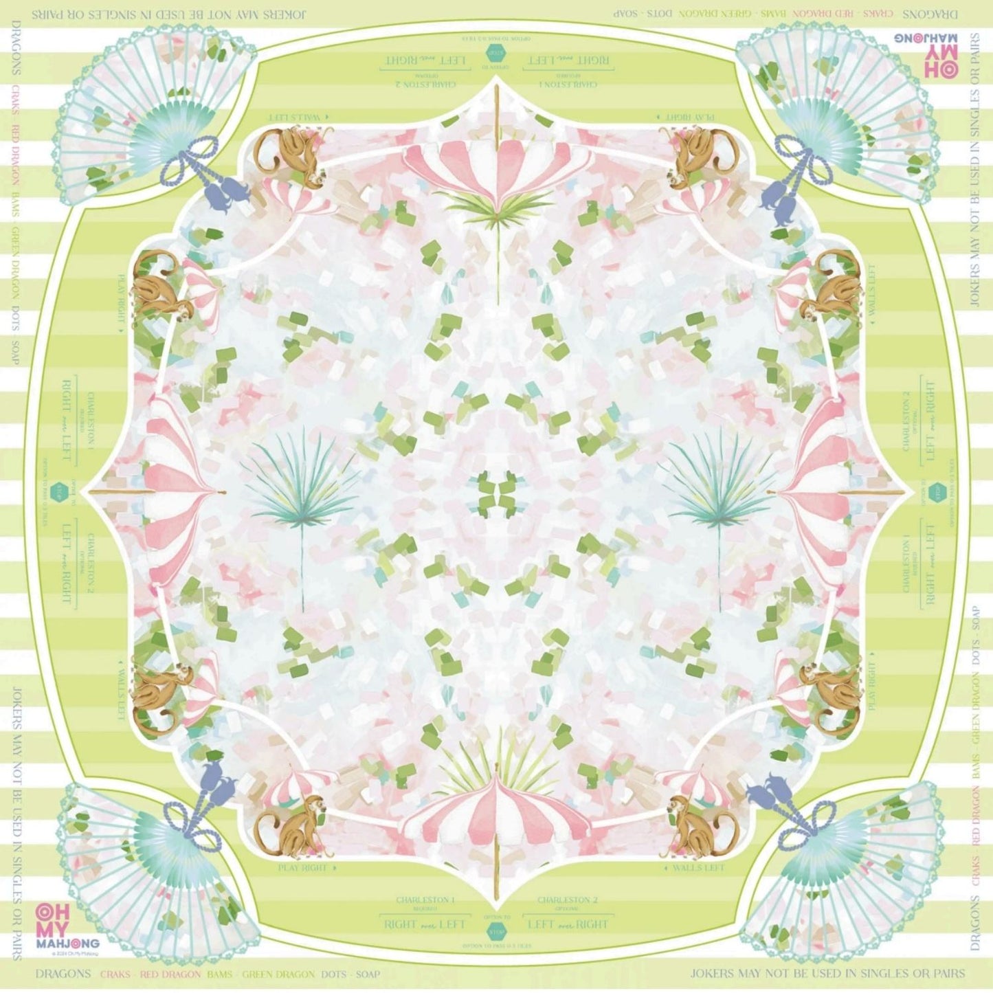 Yellow Floral American Mahjong Table Cover - Whimsical Garden Vibe