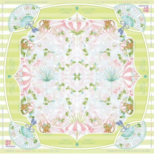 Soft Green Floral American Mahjong Table Cover - Whimsical Garden Vibe