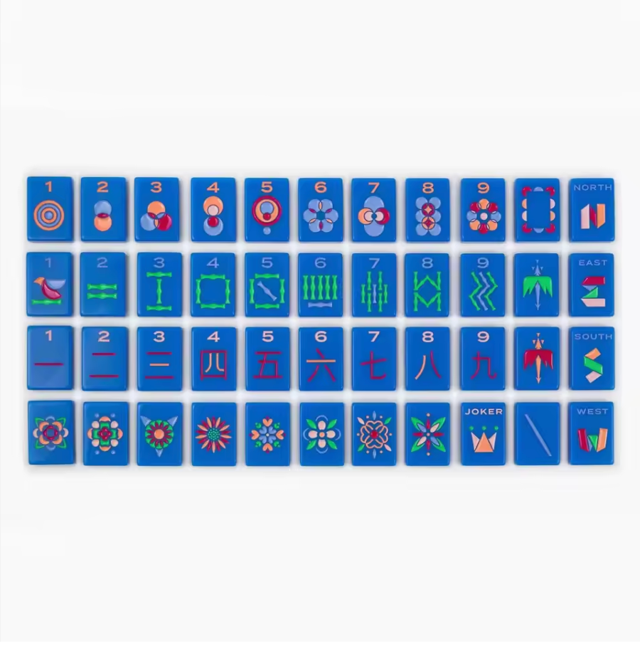 Unique Rose Pink Custom American Mahjong Set - Monochrome Print-Colored Tiles, Multi-Color Options,  160 Acrylic Tiles (10 Jokers + 6 Blanks)