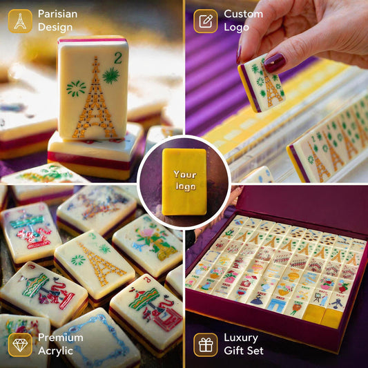 Pre-sale Gold Paris Themed American Mahjong Set | Limited Edition Luxury 162 Artisan Tiles with Accessories