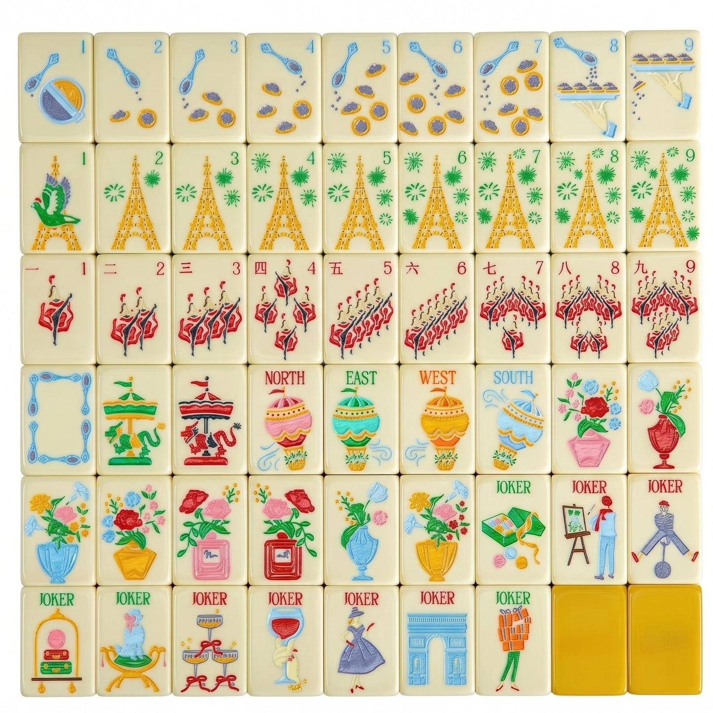 Pre-sale Gold Paris Themed American Mahjong Set | Limited Edition Luxury 162 Artisan Tiles with Accessories