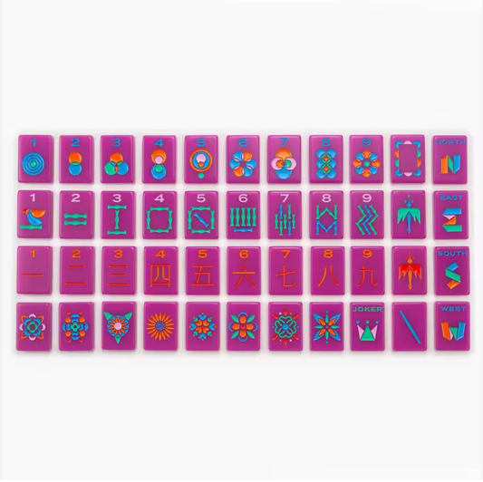 Unique Rose Pink Custom American Mahjong Set - Monochrome Print-Colored Tiles, Multi-Color Options,  160 Acrylic Tiles (10 Jokers + 6 Blanks)